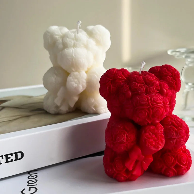 Handmade Rosey Bear Candles