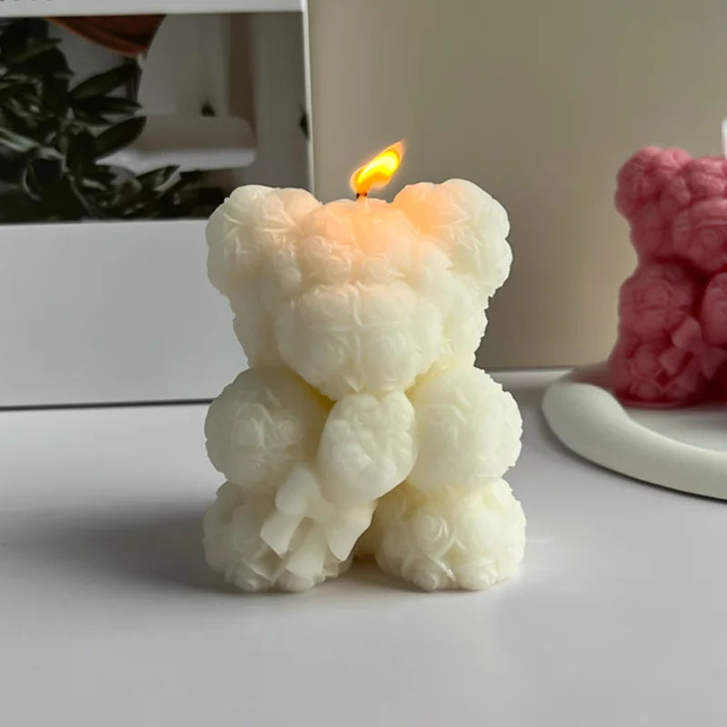 Handmade Rosey Bear Candles