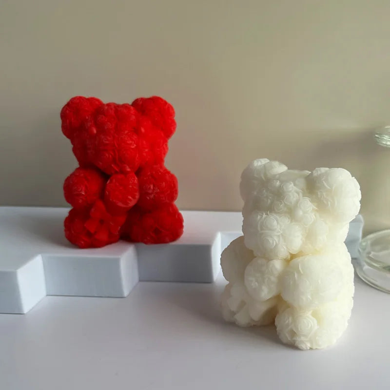 Handmade Rosey Bear Candles