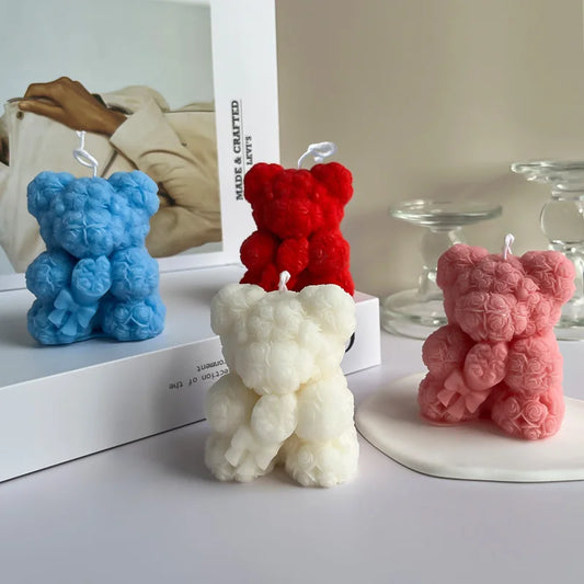 Handmade Rosey Bear Candles